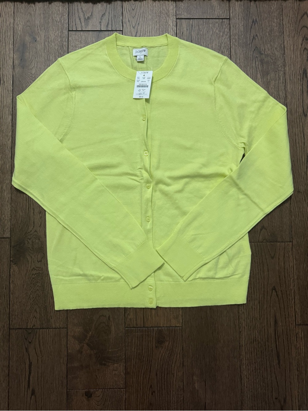 J. Crew Women's Lime-Green Crewneck Button Cardigan